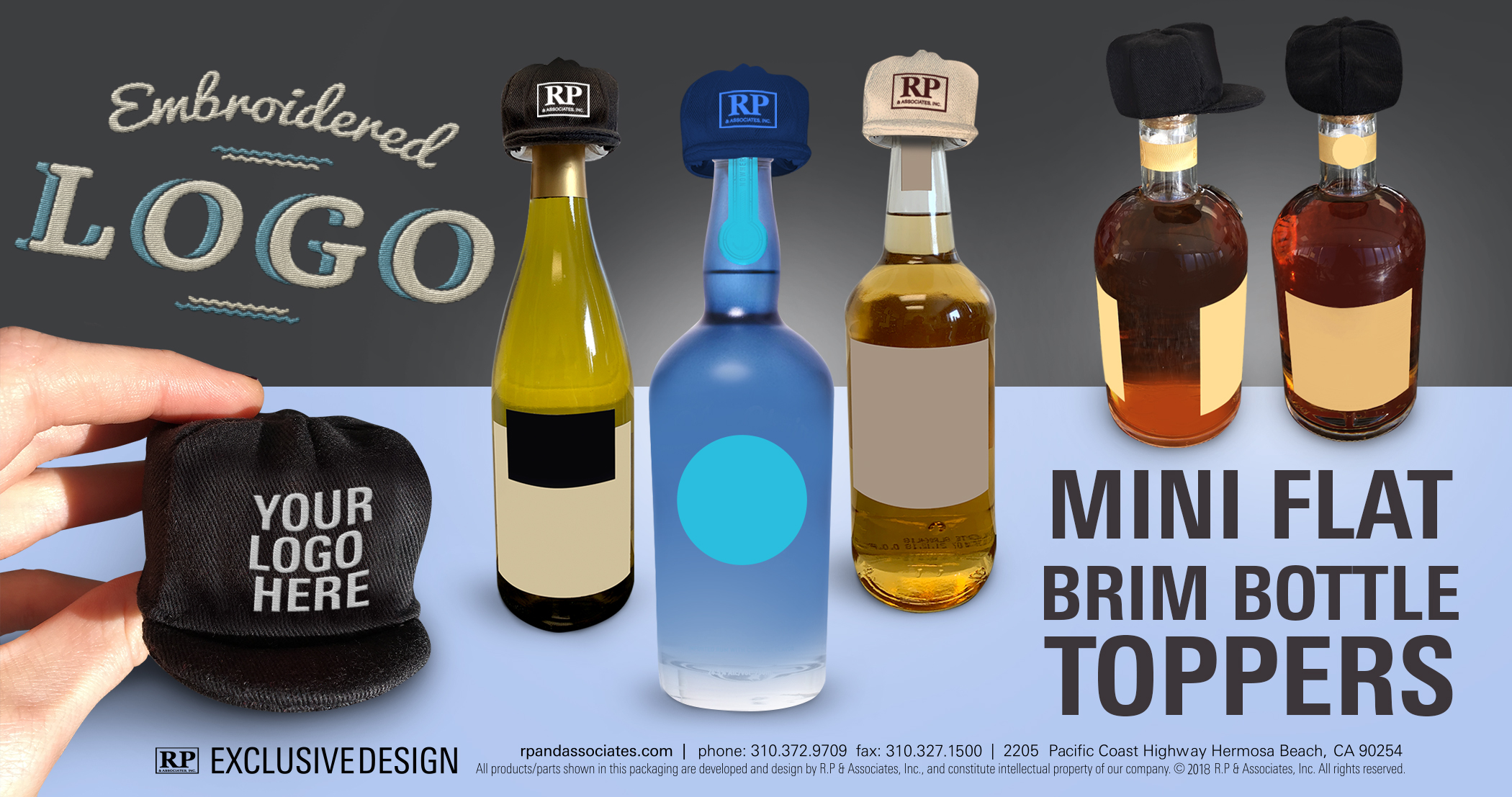 mini flat brim bottle toppers