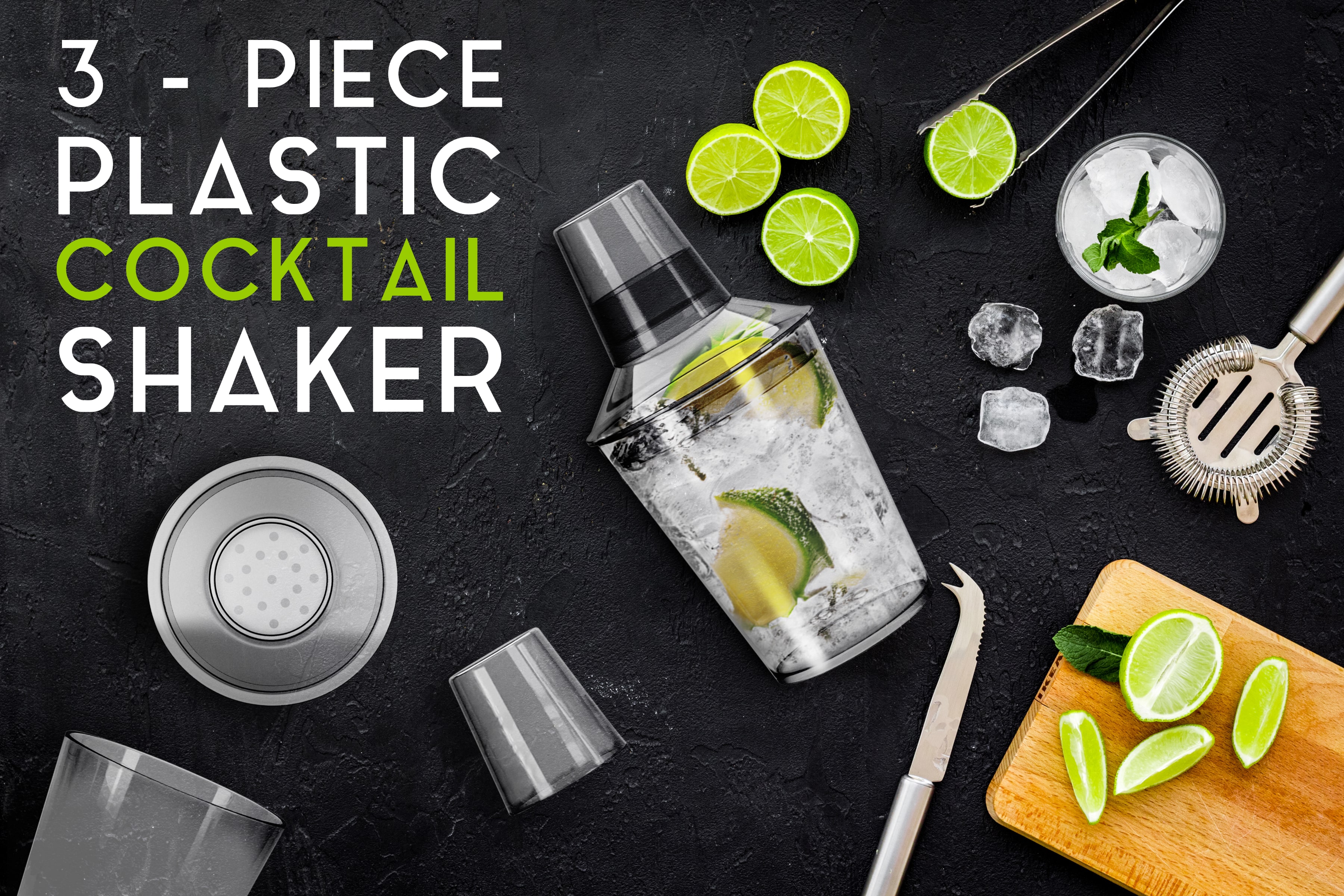 3 piece cocktail shaker