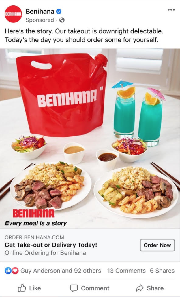 benihana beverage bags social media