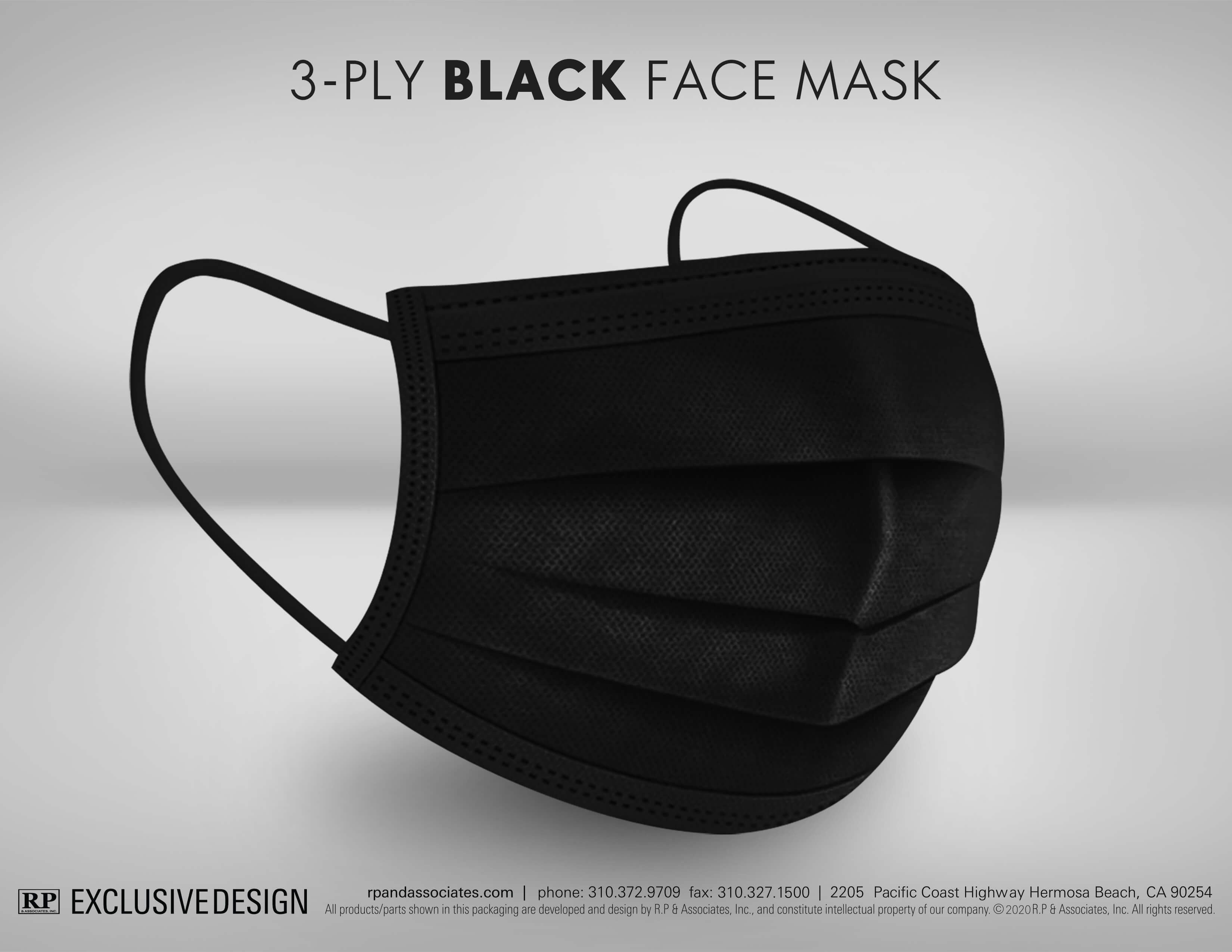 black 3-ply face mask