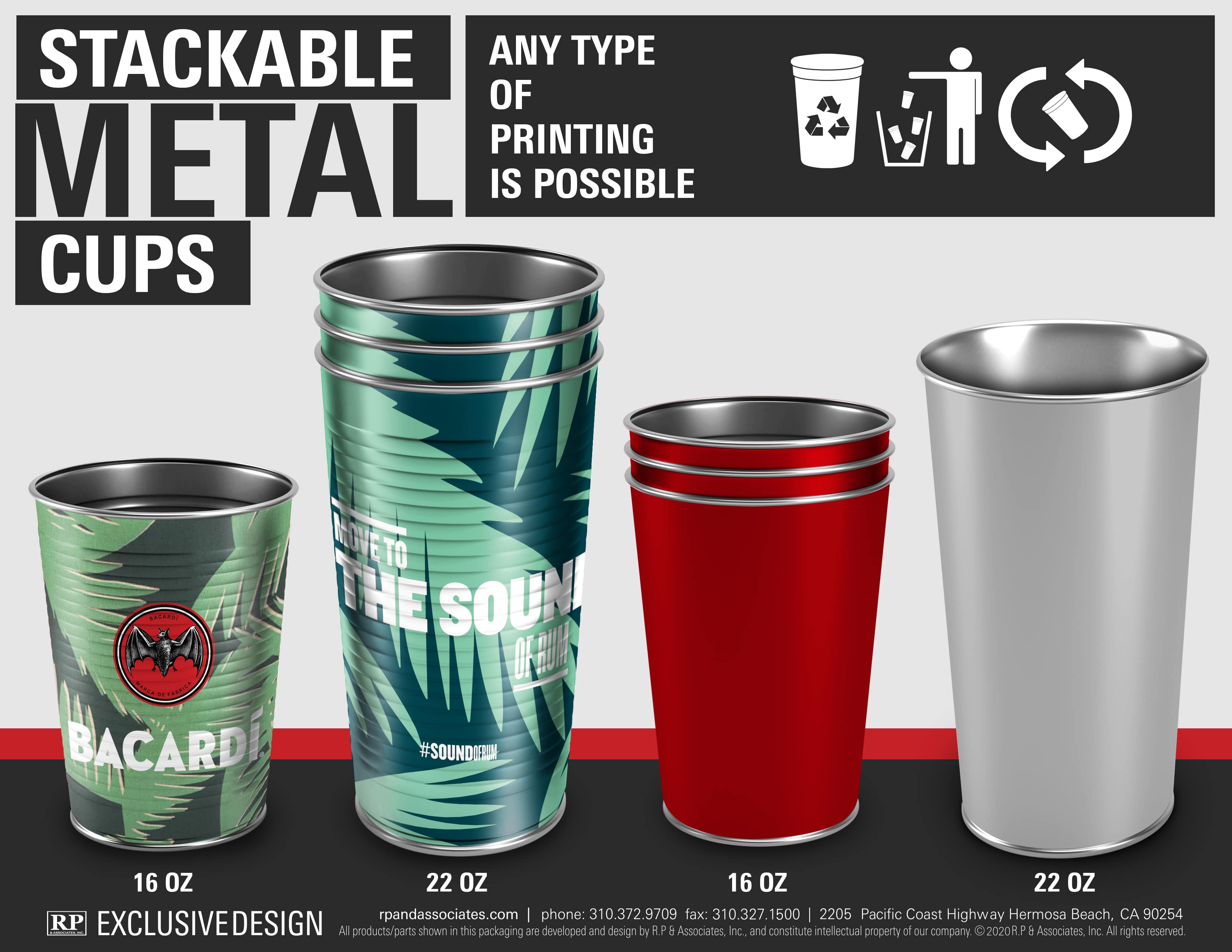 stackable tin can cups various