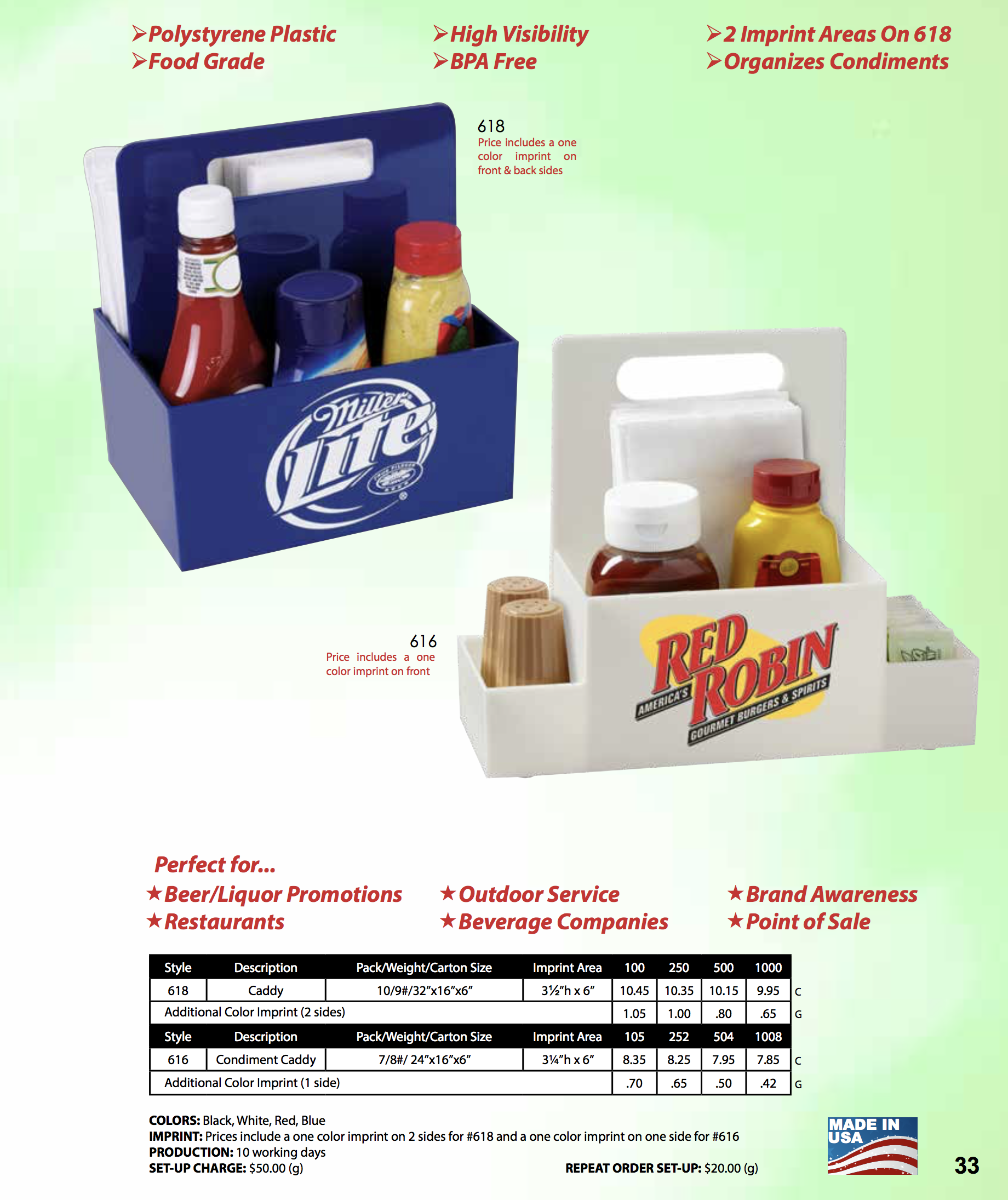 condiment holders catalog